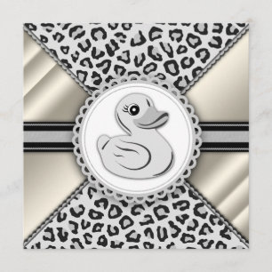 Convite Chá de Bebê Elegante Pato de Borracha Marfim