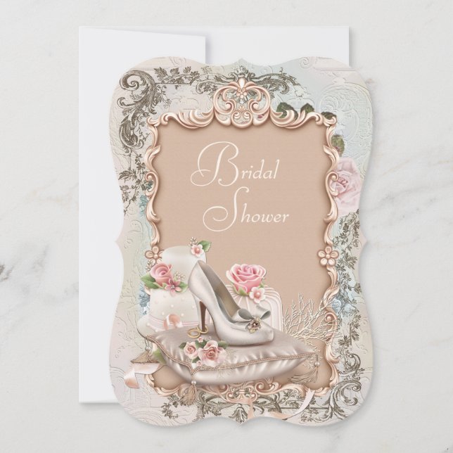 Convite Chá de Bebê Elegante Rosa e Azul Turquesa (Frente)