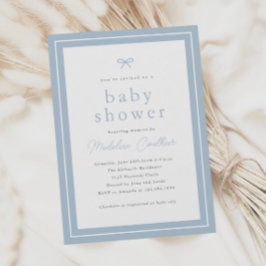 Convite Chá de Bebê Elegante Simples Menino Azul Poento
