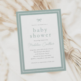 Convite Chá de Bebê Elegante Simples Sage Neutro