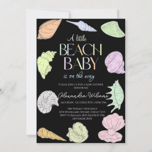 Convite Chá de Bebê Elegante Uma Pequena Bela de Praia