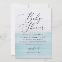 Chá de Bebê em Aquarela Azul | Elegante Costeiro