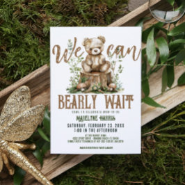 Convite Chá de Bebê em Aquarela da Floresta do Urso Teddy 