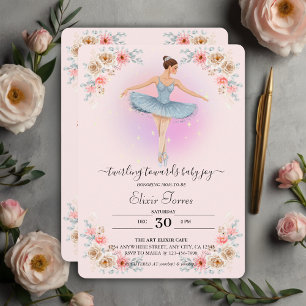 Convite Chá de Bebê em Aquarela de Bailarina com Rodopio F
