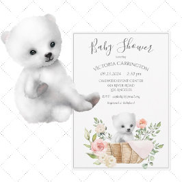 Convite Chá de Bebê em Aquarela de Urso Polar