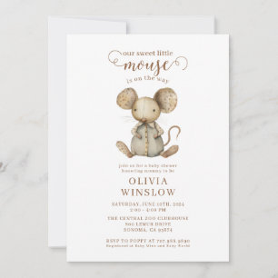 Convite Chá de Bebê em Aquarela do Pequeno Rato