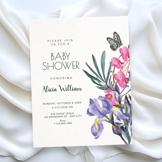 Convite Chá de bebê em aquarela floral (Criador carregado)