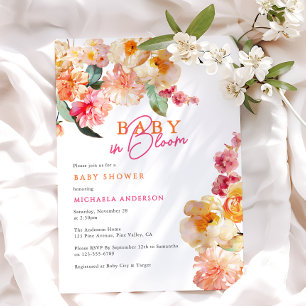 Convite Chá de Bebê em Aquarela Floral Baby In Bloom