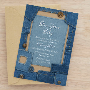 Convite Chá de Bebê em Blue Jean Baby Denim