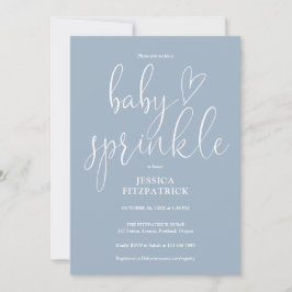 Convite Chá de bebê em dusty blue com grafia elegante
