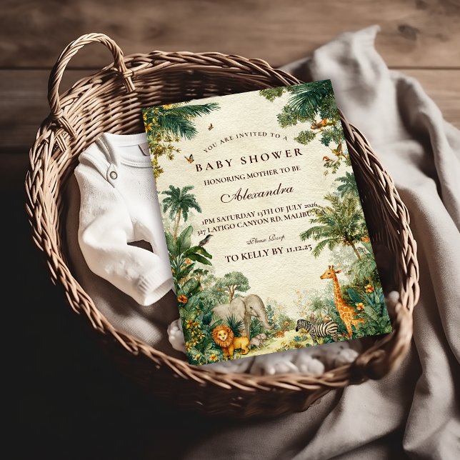 Convite Chá de Bebê Encantado Safari Tropical (Criador carregado)