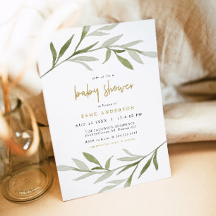 Convite Chá de Bebê ESME Bohemian Greenery & Gold