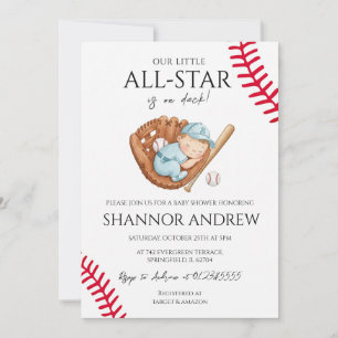 Convite Chá de Bebê Esportivo de Beisebol Little Slugger