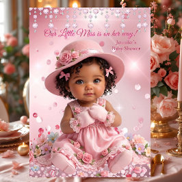 Convite Chá de Bebê Étnico Menina Rosa Fofa