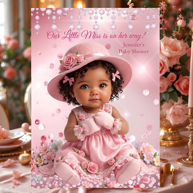 Convite Chá de Bebê Étnico Menina Rosa Fofa (Criador carregado)