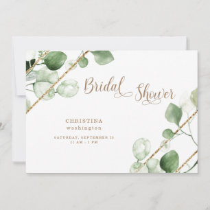Convite Chá de Bebê Eucalyptus Gold Text