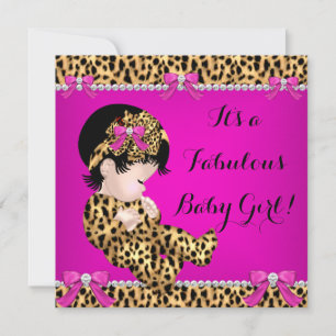 Convite Chá de Bebê Fabuloso Bebê Menina Bonita Leopardo R