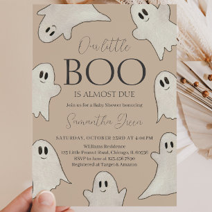 Convite Chá de Bebê Fantasma Assustador Desenhado à Mão no