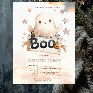 Convite Chá de Bebê Fantasma Bonito com Laço