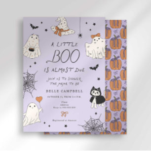 Convite Chá de Bebê Fantasminha Préppy Roxo Little Boo