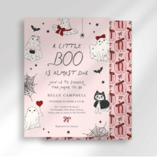 Convite Chá de Bebê Fantasminha Rosa Préppy Little Boo