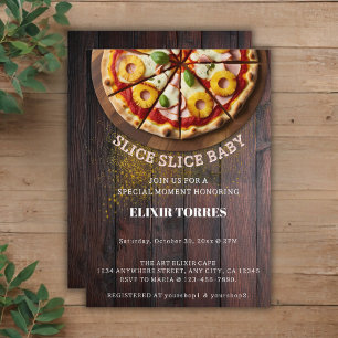 Convite Chá de Bebê Fatia Rústica de Pizza