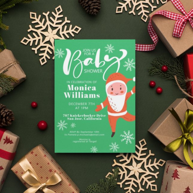 Convite Chá de Bebê | Feliz Natal Papai Noel (Criador carregado)