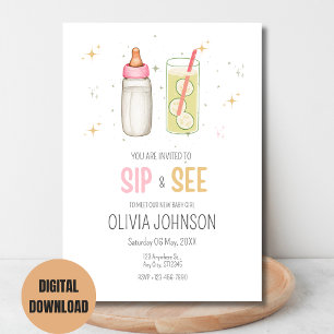 Convite Chá de Bebê Festa de Bebê Menina Rosa