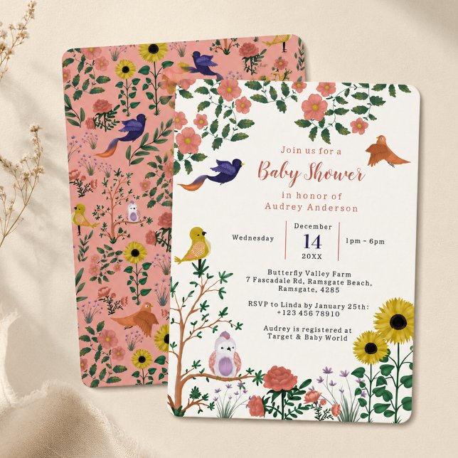 Convite Chá de Bebê Festa de Chá de Flor Selvagem Fofa (Criador carregado)