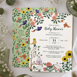 Convite Chá de Bebê Festa de Criança com Flor Silvestre Fo