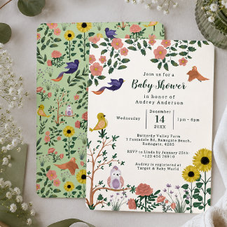 Convite Chá de Bebê Festa de Criança com Flor Silvestre Fo