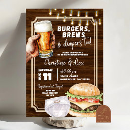 Convite Chá de Bebê Festa de Hambúrguer Cerveja e Fraldas 