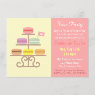 Convite Chá de Bebê Festa de Macarons, Doce Rosa