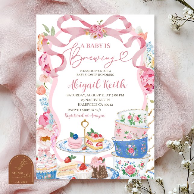 Convite Chá de Bebê Festa Floral da Primavera Vitoriana (Criador carregado)