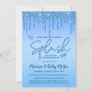 Convite Chá de Bebê Festa na Piscina à Beira da Piscina