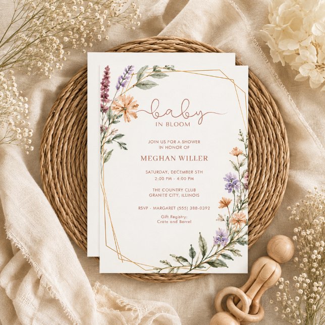 Convite Chá de Bebê Flor de Bebê em Flor (Wildflower Baby in Bloom Baby Shower Invitation)