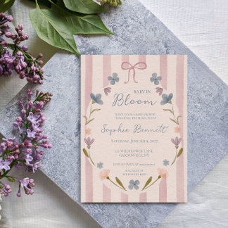 Convite Chá de Bebê Flor de Bebê Rosa Selvagem Floral