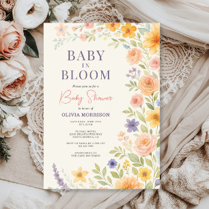 Convite Chá de Bebê Flor de Bebê Silvestre Floral