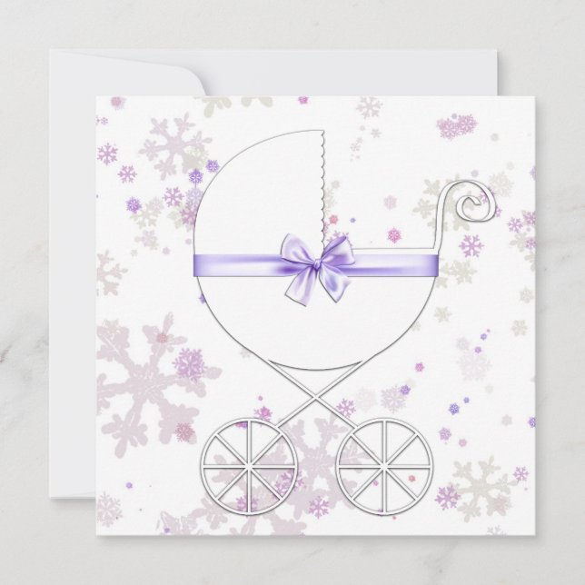 Convite Chá de Bebê Flor de Lavanda e Neve Rosa (Frente)