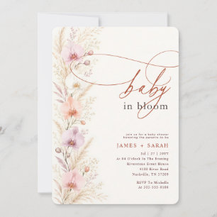 Convite Chá de Bebê Flor Pastel Bebê em Flor