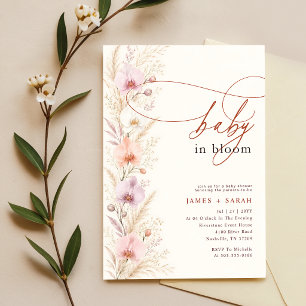 Convite Chá de Bebê Flor Pastel Bebê em Flor