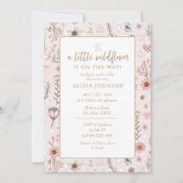 Convite Chá de Bebê Flor Silvestre Rosa