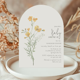 Convite Chá de Bebê Floral Amarelo Elegante