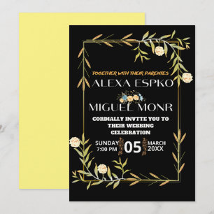 Convite Chá de Bebê floral amarelo festa de casamento