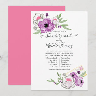 Convite Chá de Bebê Floral Aquarela de Primavera pelo Corr