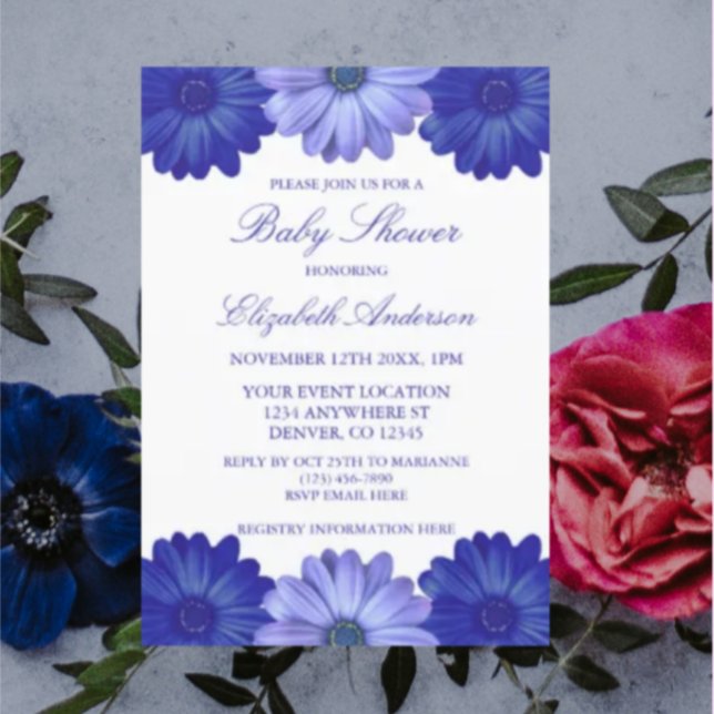 Convite Chá de Bebê Floral Azul (Criador carregado)