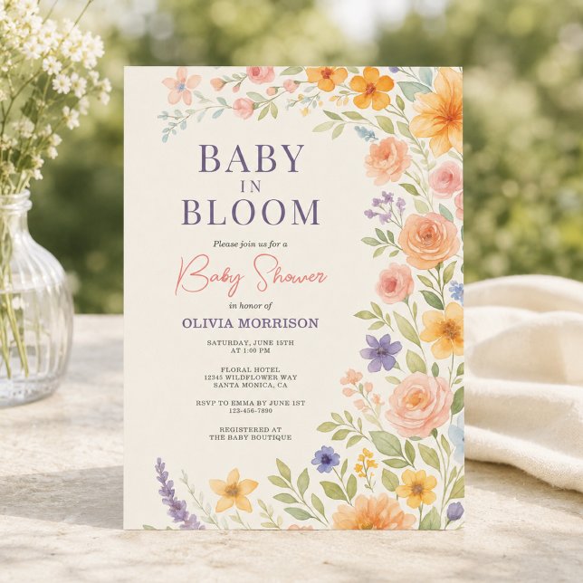 Convite Chá de Bebê Floral Baby In Bloom (Criador carregado)