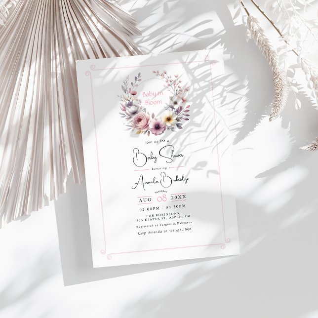 Convite Chá de Bebê Floral Baby in Bloom (Baby in Bloom Floral Baby Shower Invitation)
