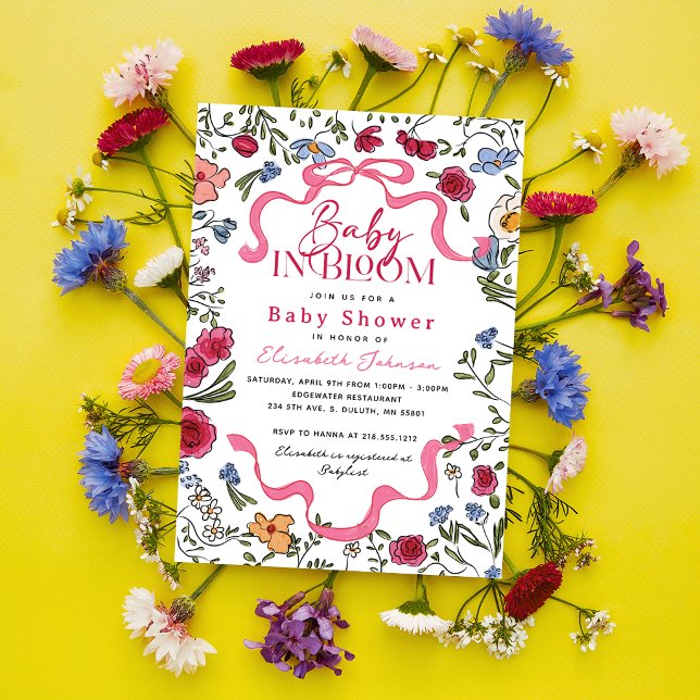 Convite Chá de Bebê Floral Baby in Bloom (Floral Baby in Bloom Baby Shower Invitation)