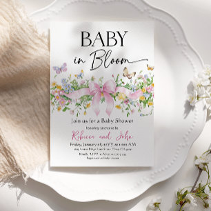 Convite Chá de Bebê Floral Bebê em Flor Laço de Criança de